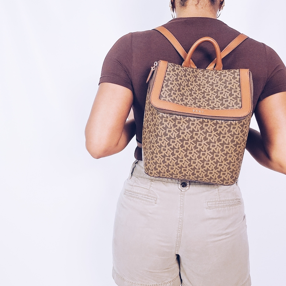 DKNY Logo Faux Leather Backpack - Picture 2 of 15